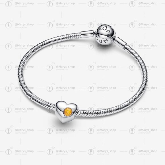 Pandora Engravable Honey Stone Heart Charm - Picture 2 of 5